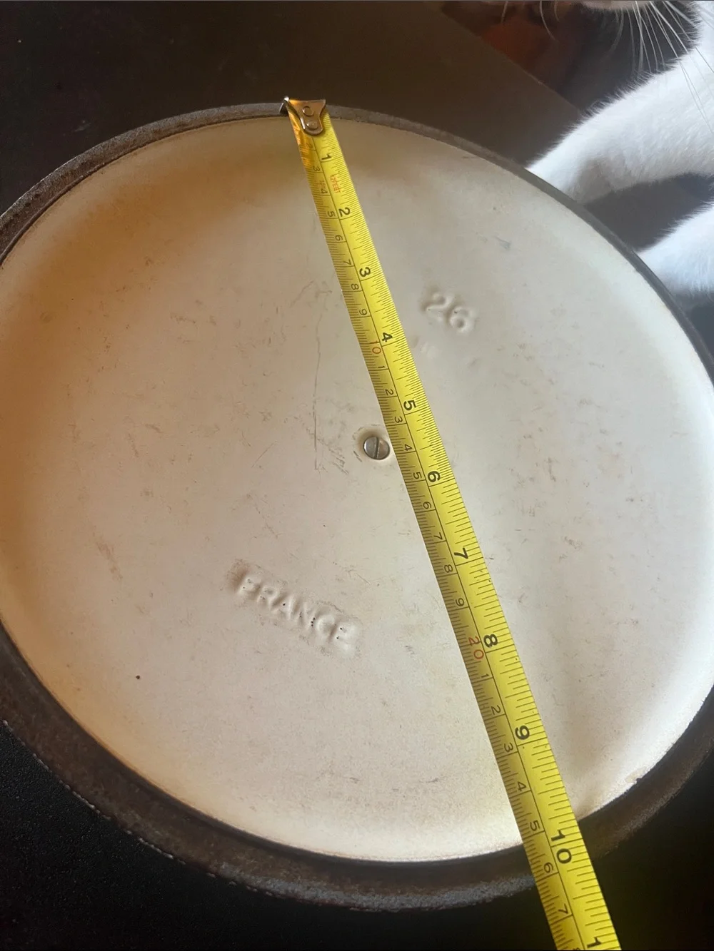 Replacement Le Creuset White Enameled Dutch Oven Lid Black Knob 26 5.5qt z32